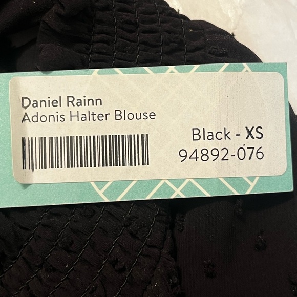 Daniel Rainn Adonis Halter Blouse Black Polka Dot Ruffle Collar Sz XS Women - Picture 6 of 8